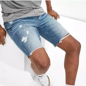 American Eagle Outfitters Blue Distressed Denim Airflex+ Jean Shorts Men's 31